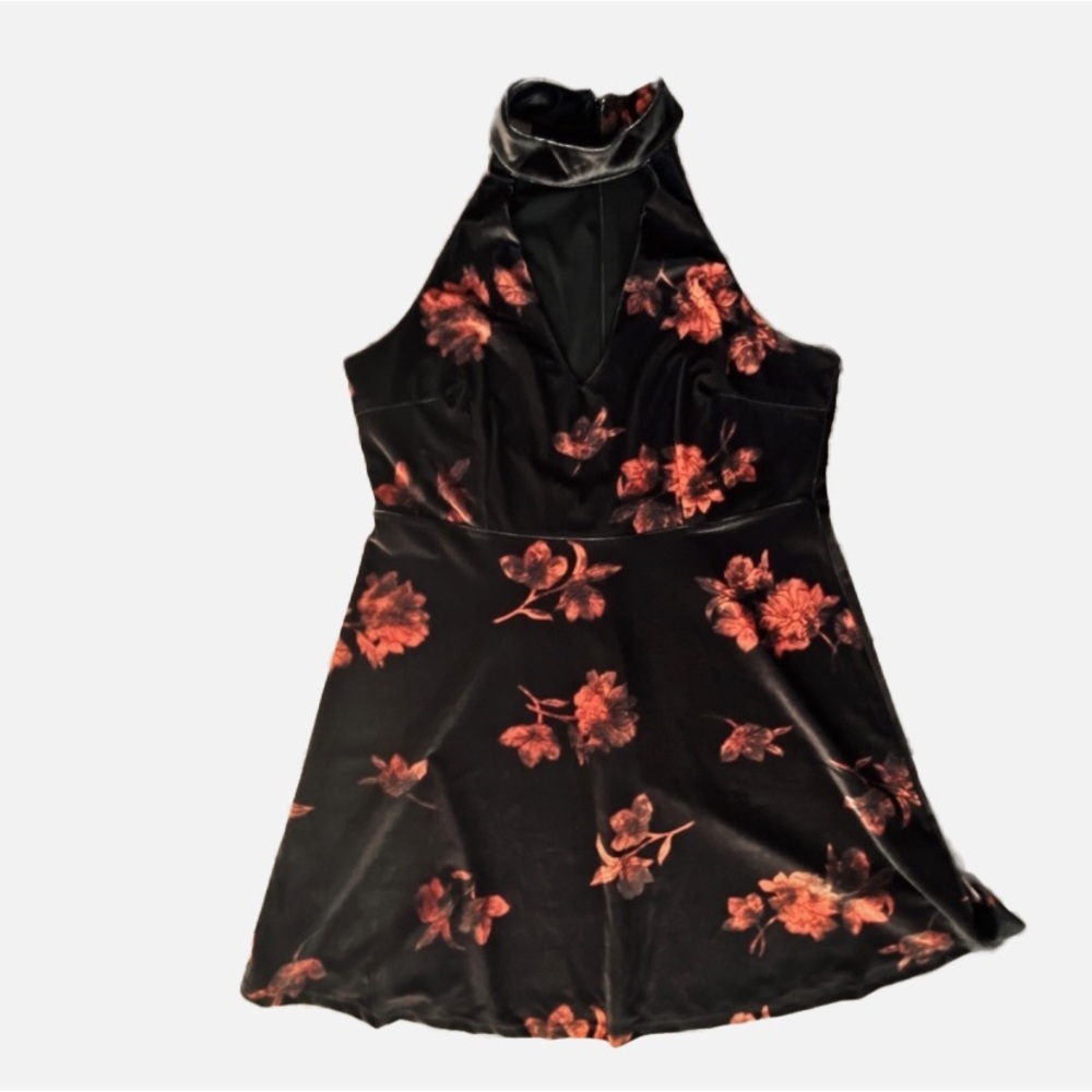 Velvety Black Floral Mini